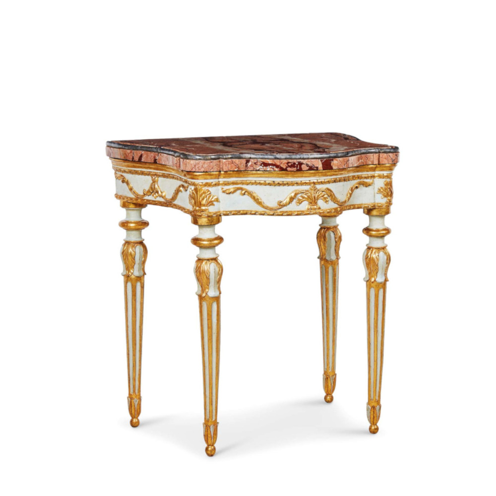 Console in legno laccato e dorato