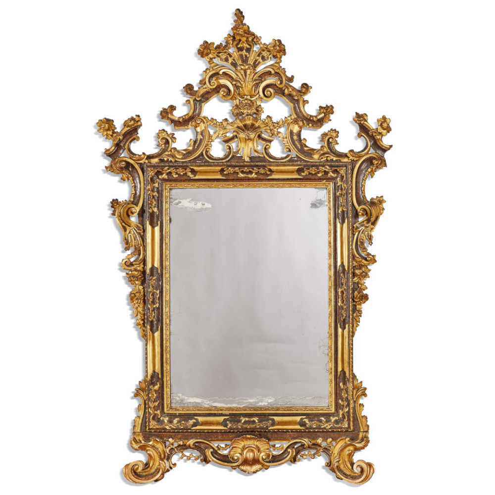 Specchiera in legno laccato e dorato