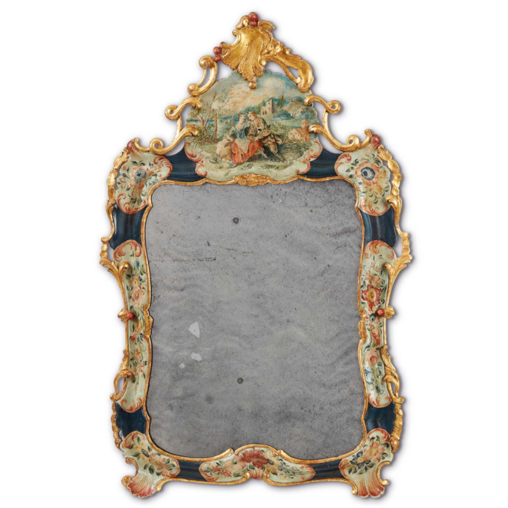 Specchierina in legno dorato e laccato