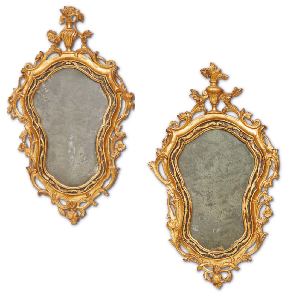 Coppia di specchierine in legno dorato